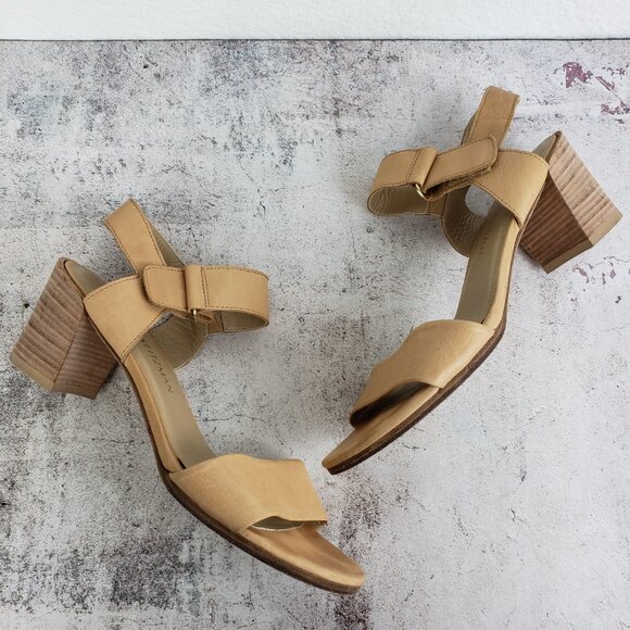 Stuart Weitzman Broadband Leather City Sandal Ankle Strap Tan size 7.5M - Picture 4 of 16